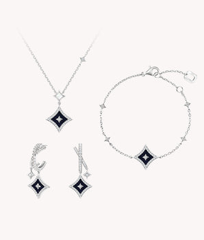 ブルーサンドストーンネックレス & イヤリング & ブレスレットギフトセット