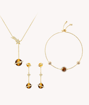 Tiger's Eye Necklace & Earrings & Bracelet Gift Set