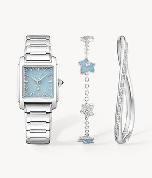 Urban Blue Square Quartzite Jade Watch & 2-Piece Bracelet Gift Set