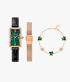 Slender Waist Malachite Watch with Two Straps & Bracelet Gift Set