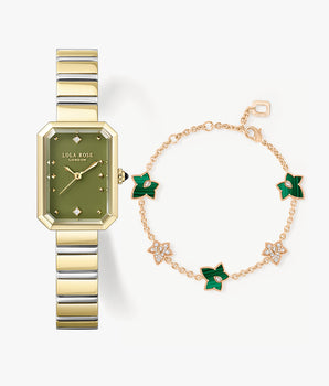 Ms. Lola Green Onyx Watch & Malachite Bracelet Gift Set