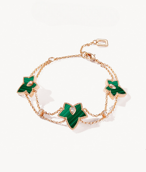 Malachite Bead Three-Leaf Bracelet
