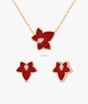 Carnelian Bead Necklace & Earrings Gift Set