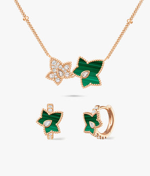 Malachite Bead Necklace & Earrings Gift Set