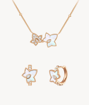 Mother of Pearl Bead Necklace & Huggie Earrings Set