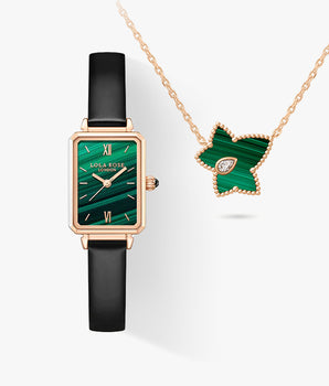 ローラローズワルツグリーンオニキス女性の時計|銀ステンレス