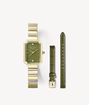 New Ms. Lola Green Onyx Watch With Two Strap Set & Malachite Bracelet Gift Set