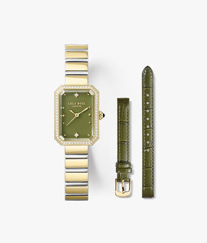 New Ms. Lola Green Onyx Watch with Two Strap Set
