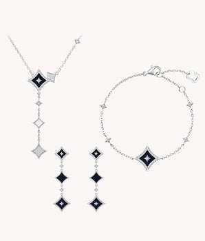 ブルーサンドストーンネックレス & イヤリング & ブレスレットギフトセット