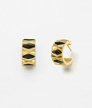 Pediment Black Onyx Earrings