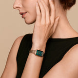 Malachite Textured Watch With Two Strap Set