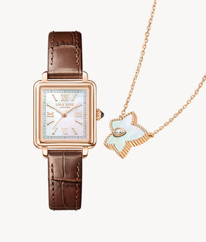 キューブ マザーオブパール ウォッチ & ビーズネックレスギフトセット