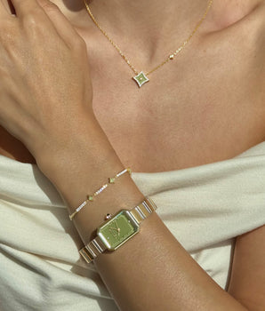 Ms. Lola Green Onyx Watch & Aventurine Necklace Gift Set