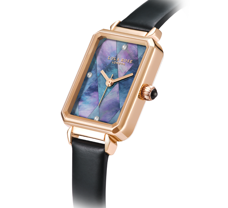 Lola Rose Diamond-pattern Blacklip Mother-of-pearl Watch LR2180