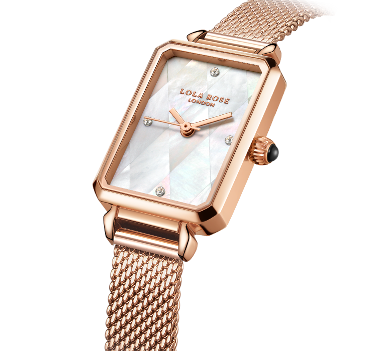Lola Rose Diamond-pattern Mother-of-pearl Watch LR4182