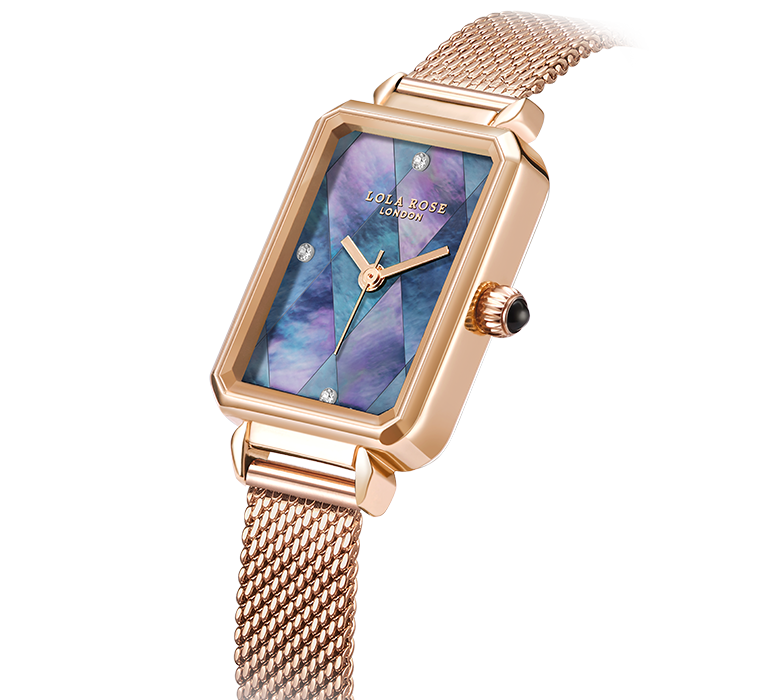 Lola Rose Diamond-pattern Blacklip Mother-of-pearl Watch LR4180