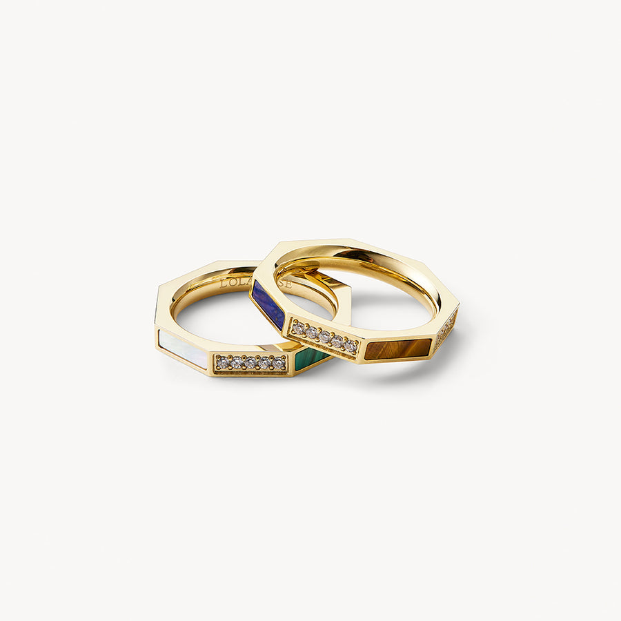 Octagon Ring with Multi Gemstone - Lola Rose Jewellery